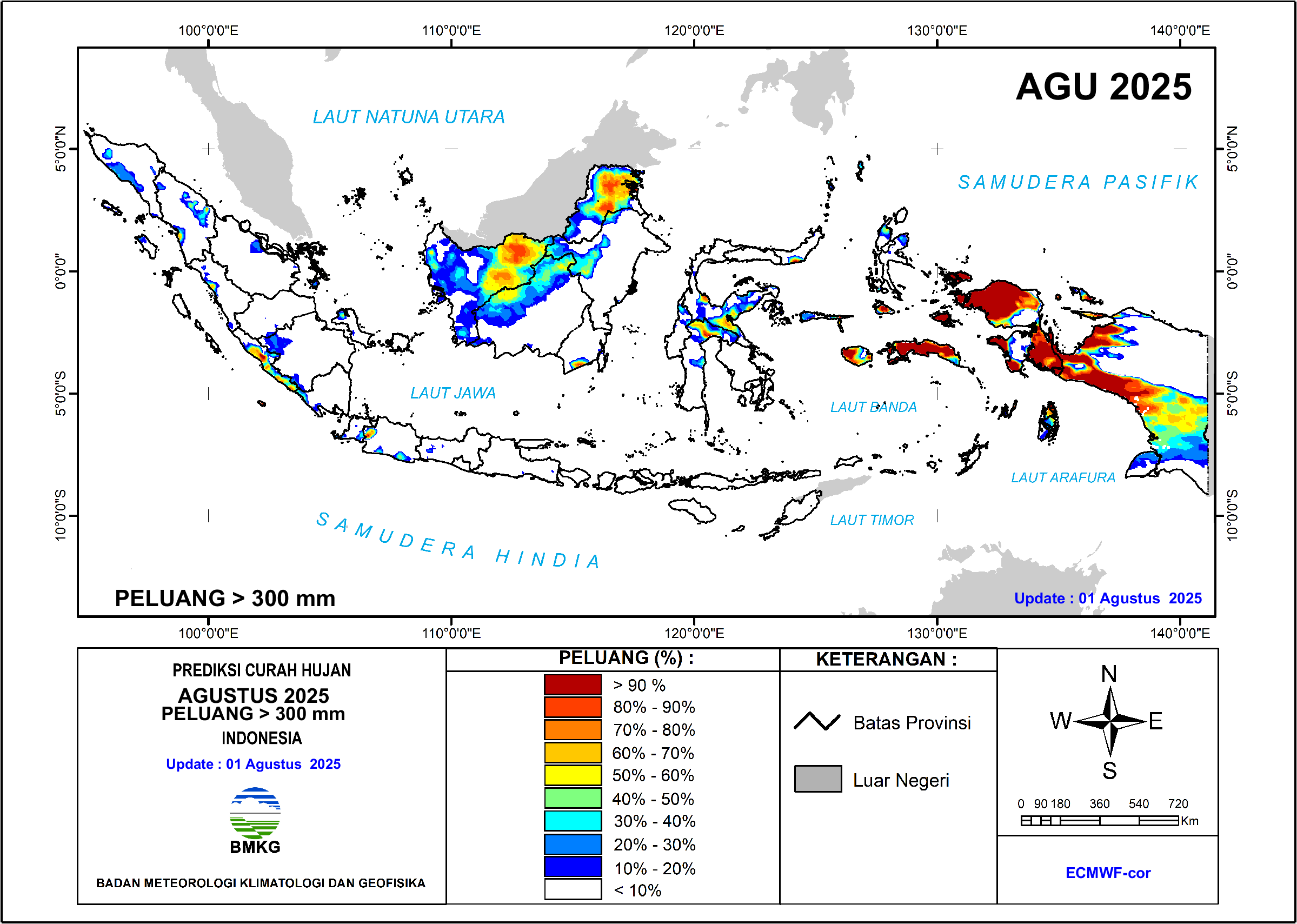 Peluang Curah Hujan di atas 300